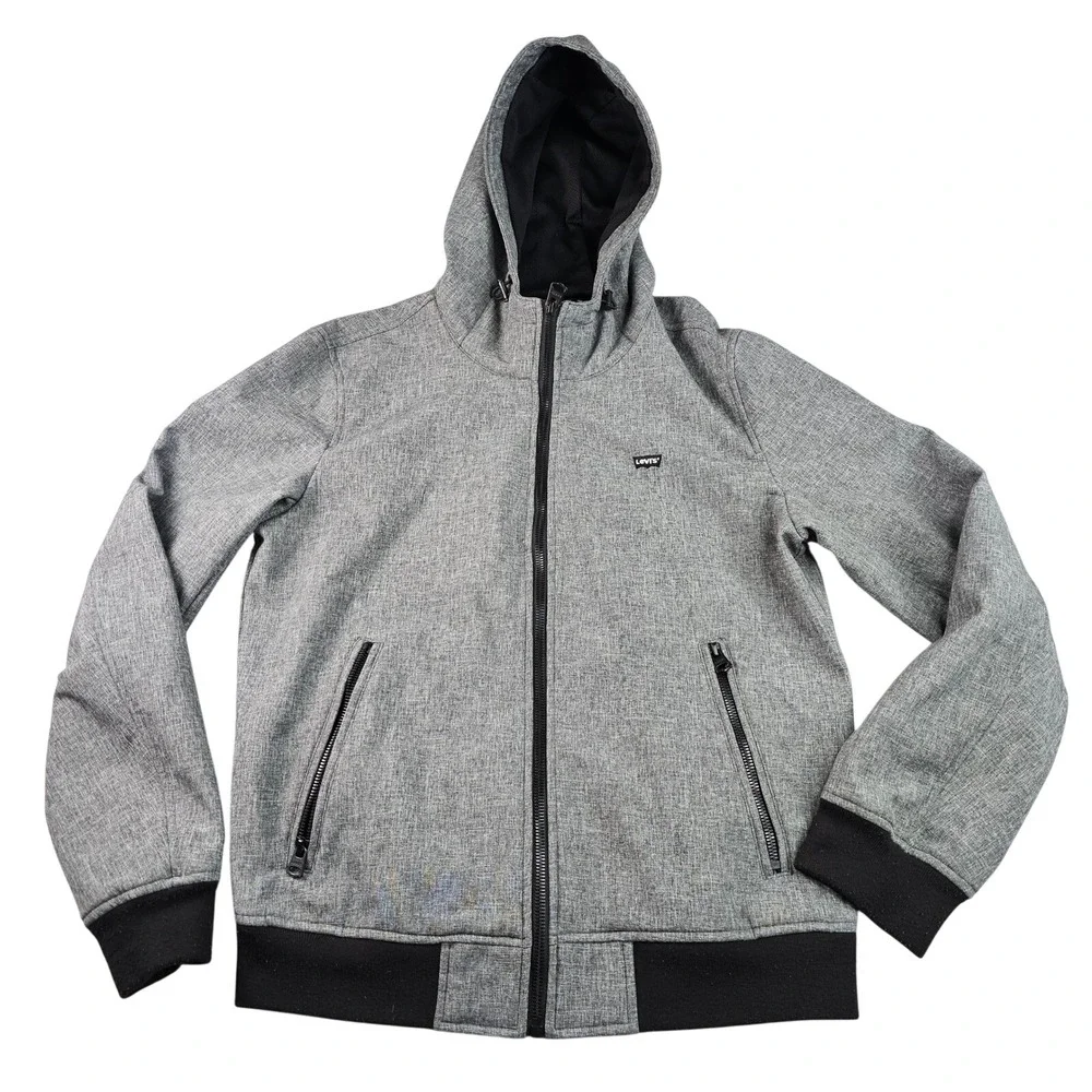 Levi's Men's‎ Hooded Jacket Gray Full Zip Polyester Casual Lightweight Outerwear